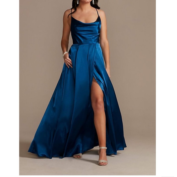 David’s Bridal Elegant Blue Evening Gown - Picture 3 of 9